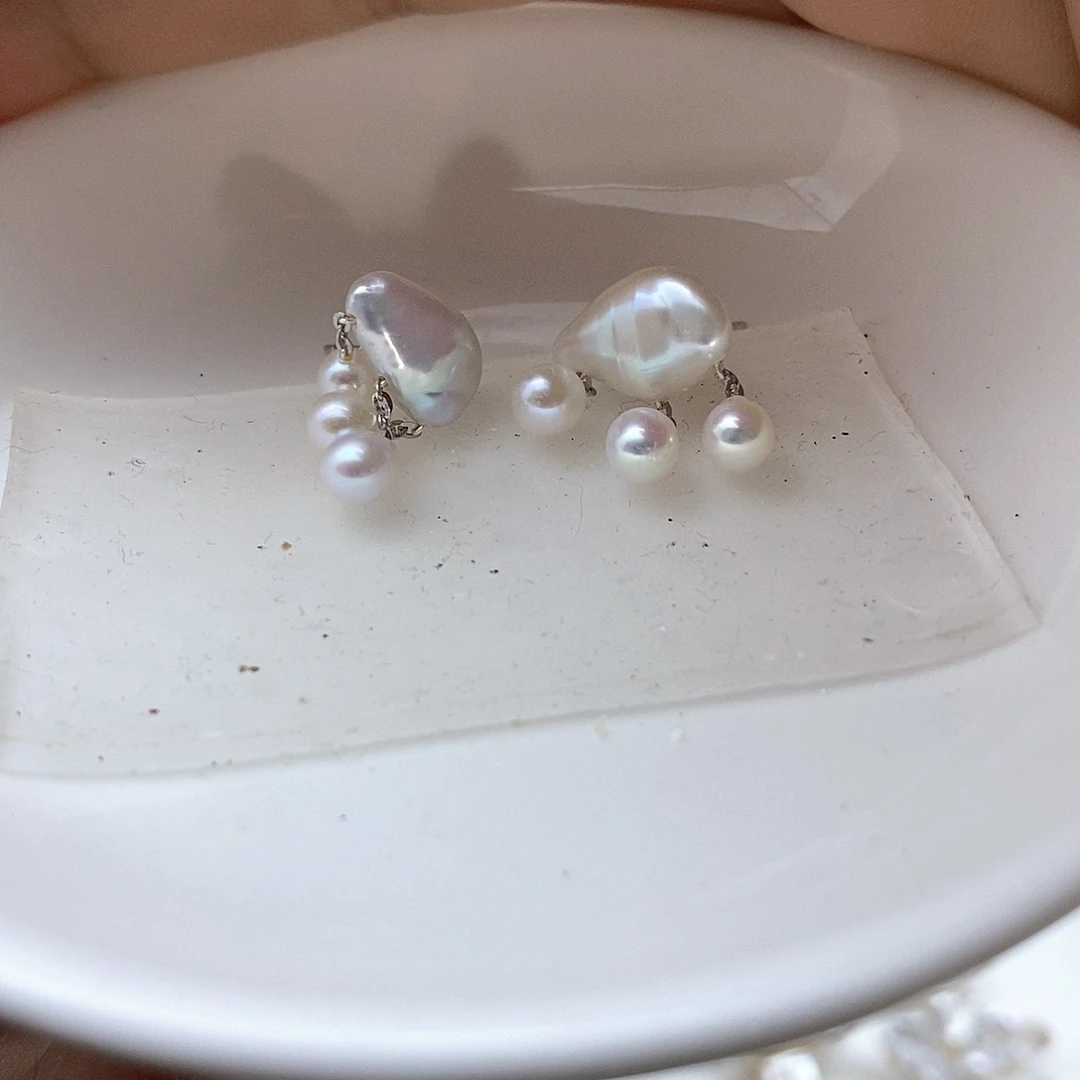 研***）合金淡水珍珠耳钉