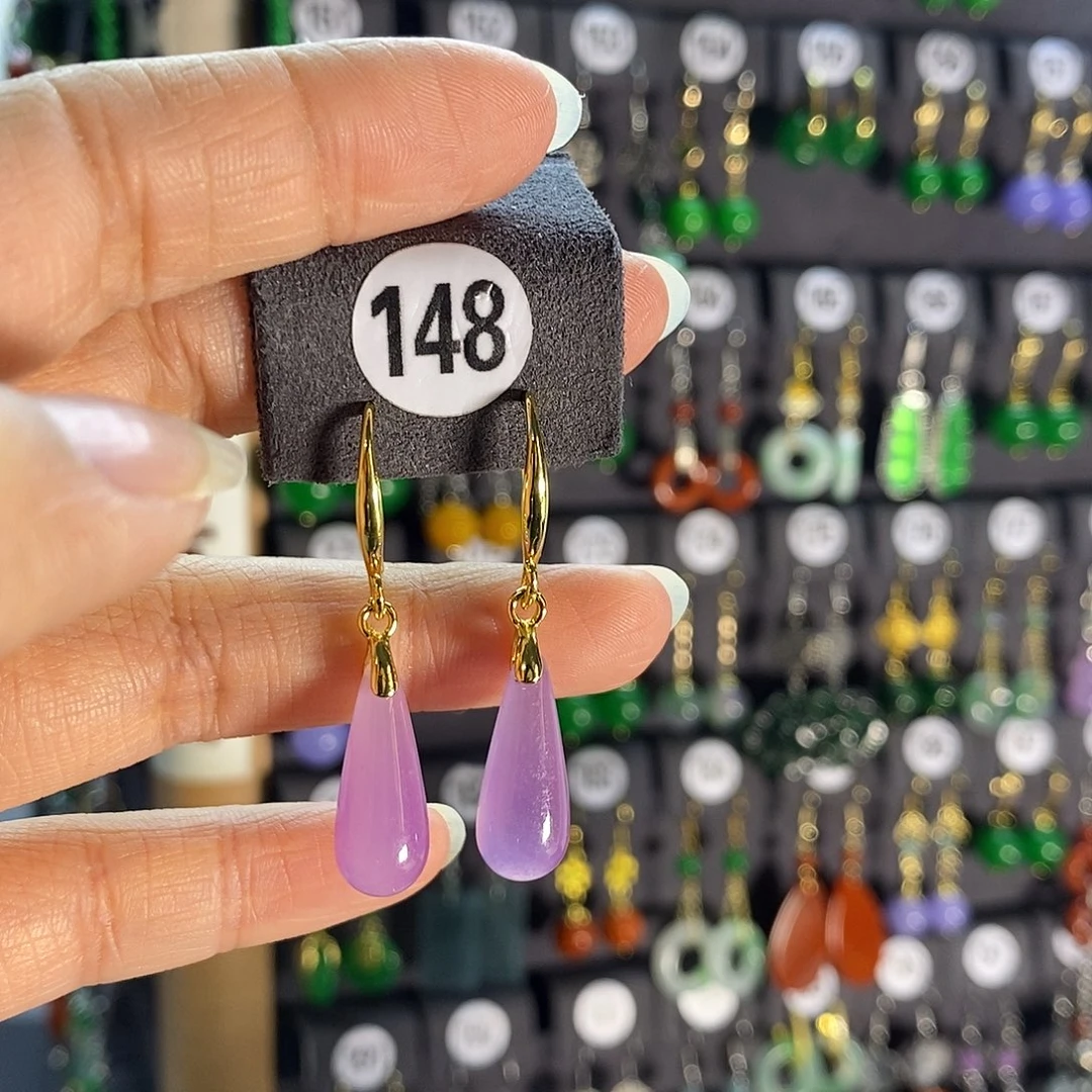 银S925镶嵌翡翠耳饰148