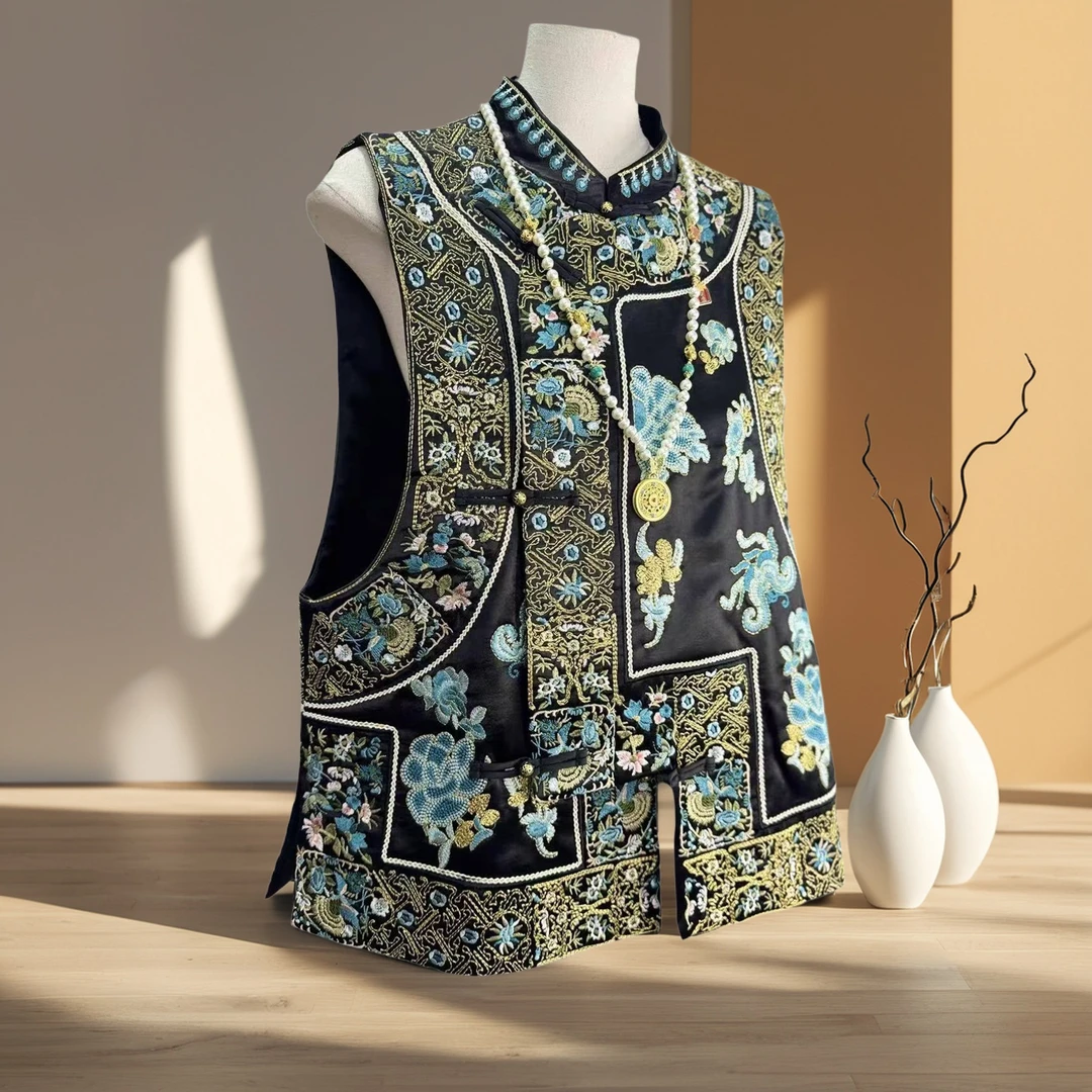 非遗苏绣新中式国风秋季加棉马甲2025年新款全绣宋式格格背心282