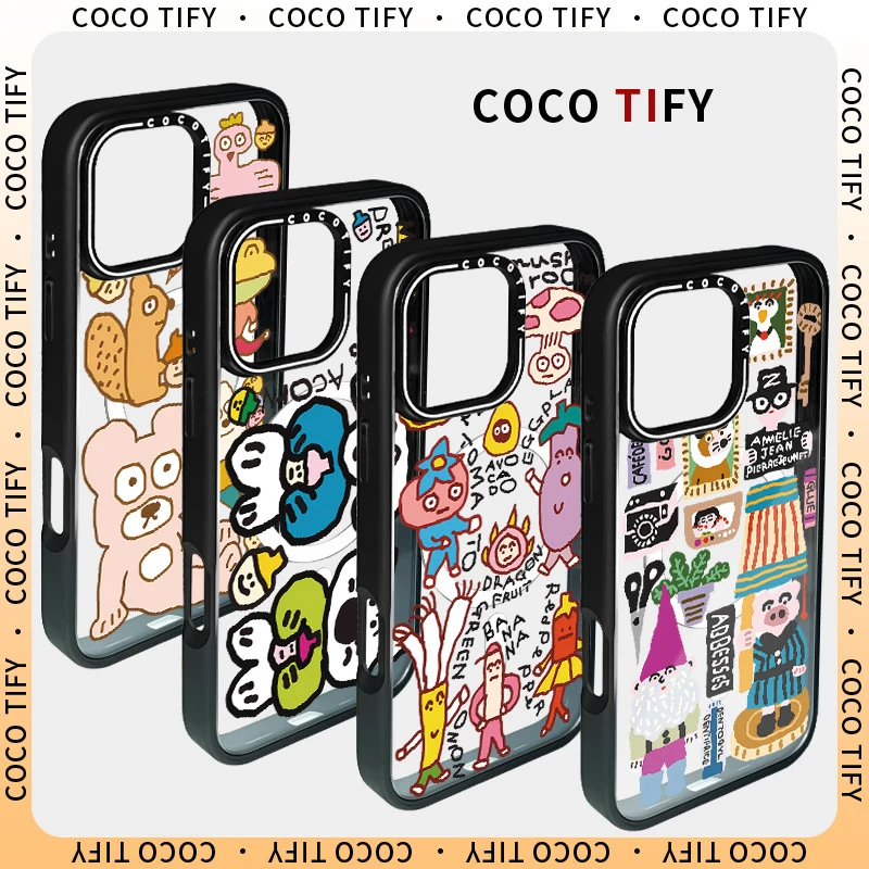 COCO潮牌新款可替换磁吸背板可爱画画适用ip16Promax防摔15pro/14