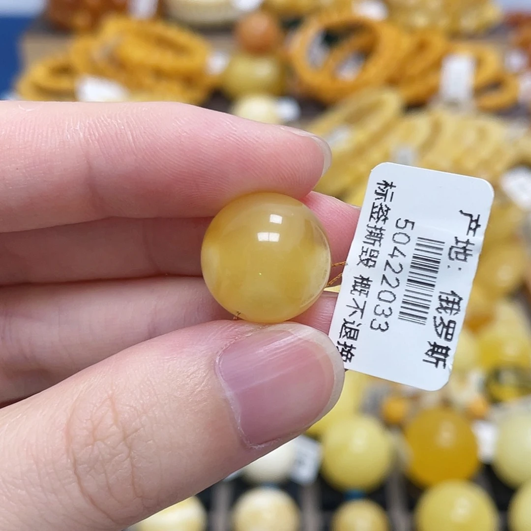 蜜蜡未镶嵌珠宝奇石圆珠浓蜜满蜜天眼15.4m m