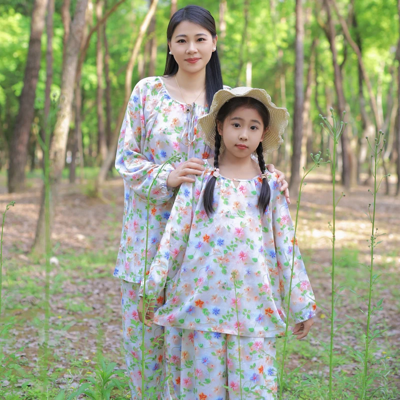 睡衣女童春秋夏季薄款母女亲子装家居服2025升级款莱赛尔立体印花
