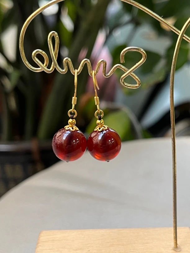 天然缅甸血珀耳坠11.8+mm