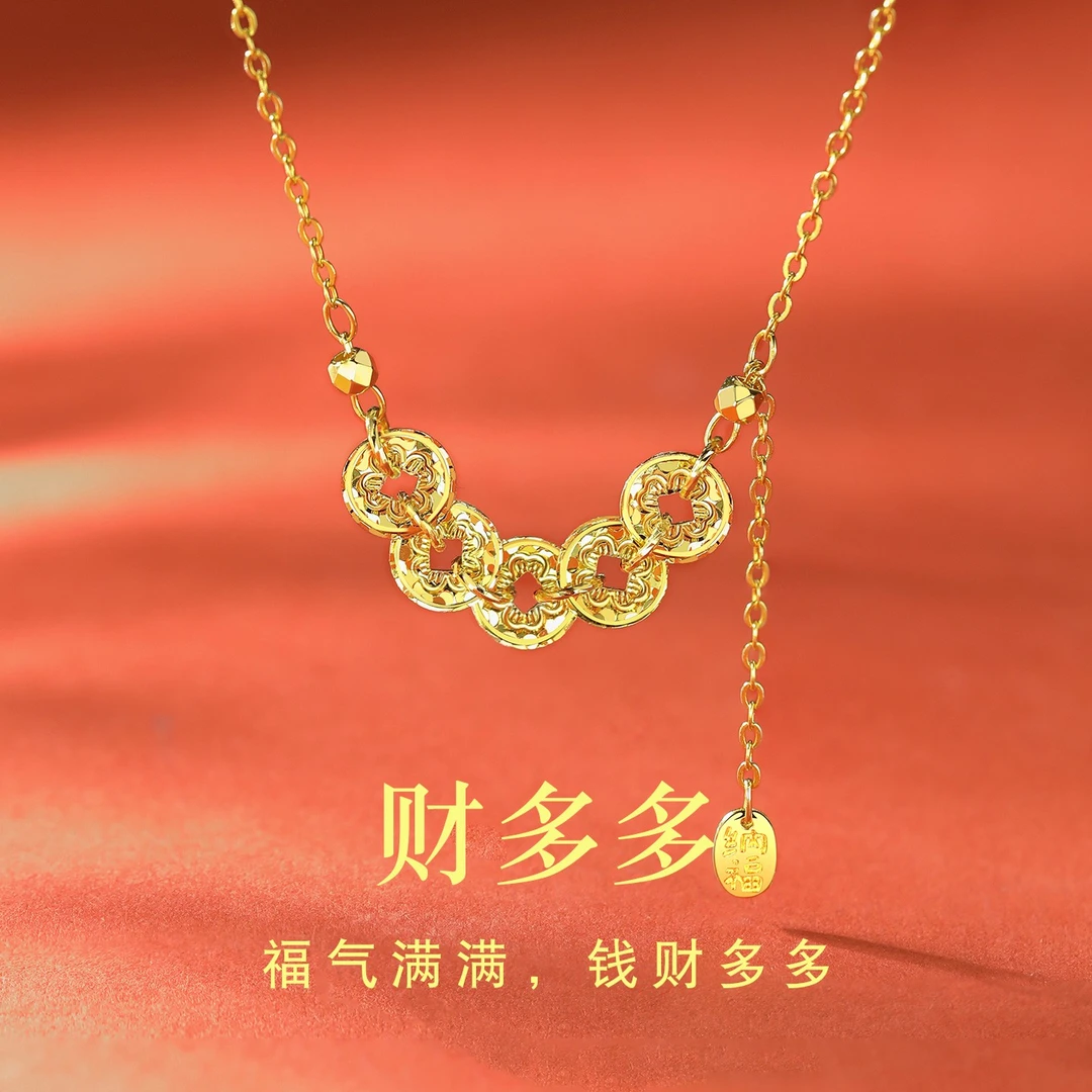 坠链均925银 财多多项链女款小众锁骨链吊坠2025新款礼物送女友