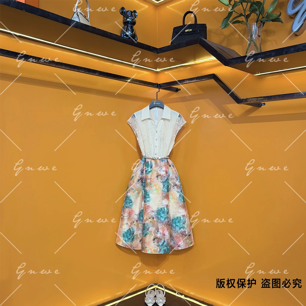 【私人订制】轻奢显瘦奢高定洋气时尚气质印花女装连衣裙G6527