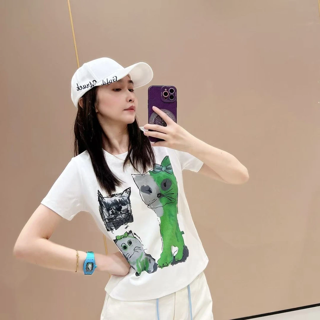 新款小版型短袖505291显瘦洋气时尚百搭设计感休闲体恤半袖圆领