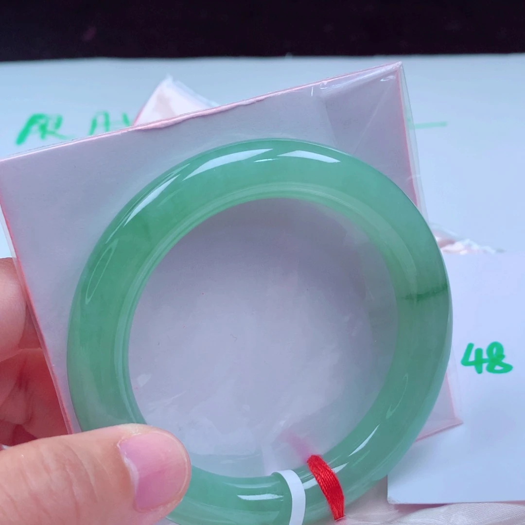 未镶嵌手镯翡翠缅甸天然A货翡翠手镯55.6圆条