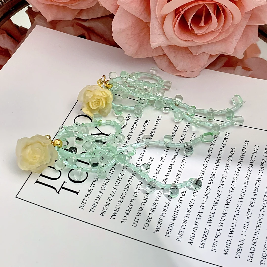 非金属亚克力耳饰 满满耳环 水滴蝴蝶结薄荷曼波串珠耳环超仙耳饰