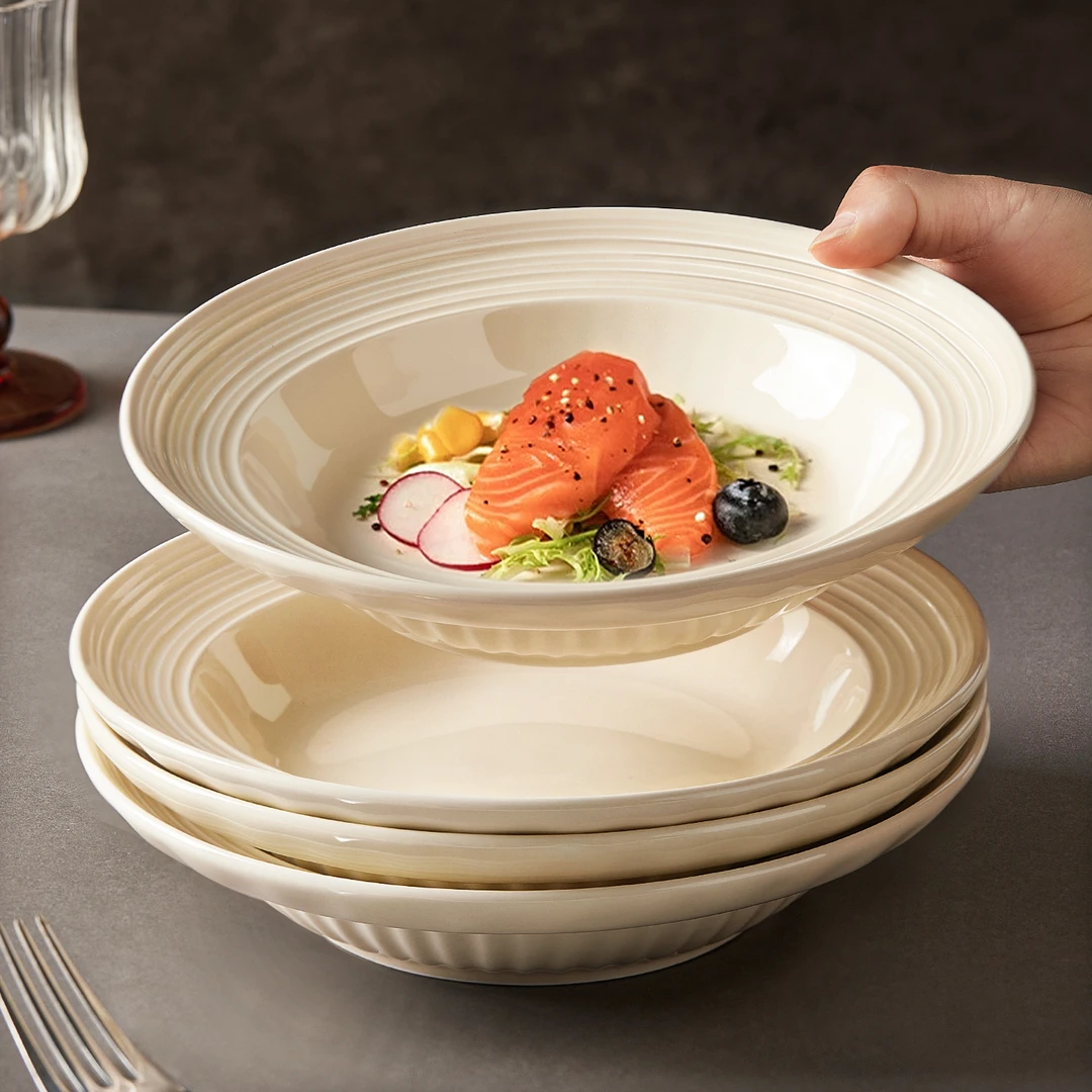 法式草帽盘深盘意大利面盘西餐盘陶瓷盘法式碗陶瓷碗陶瓷餐具