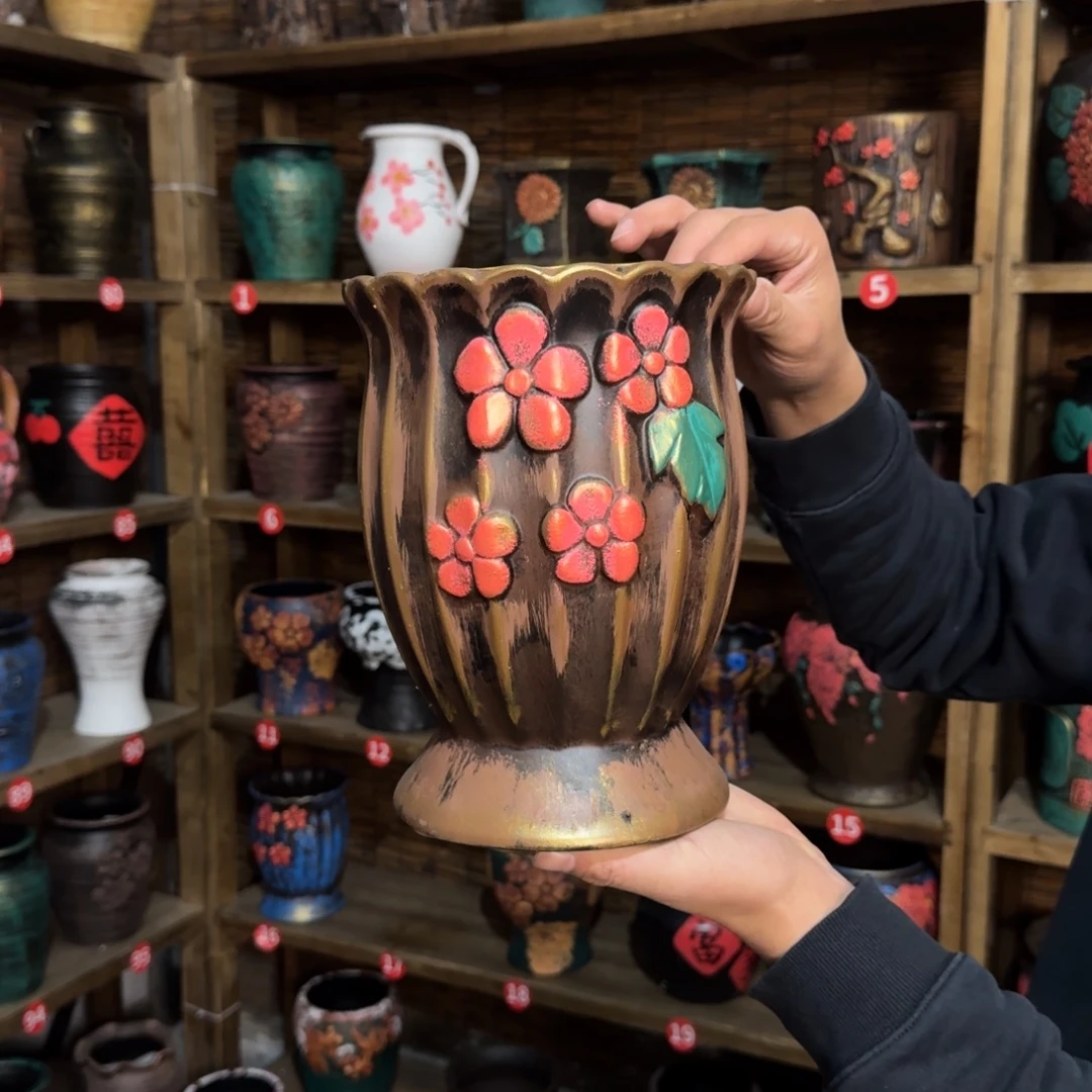 带孔高端浮雕花盆炸炸炸