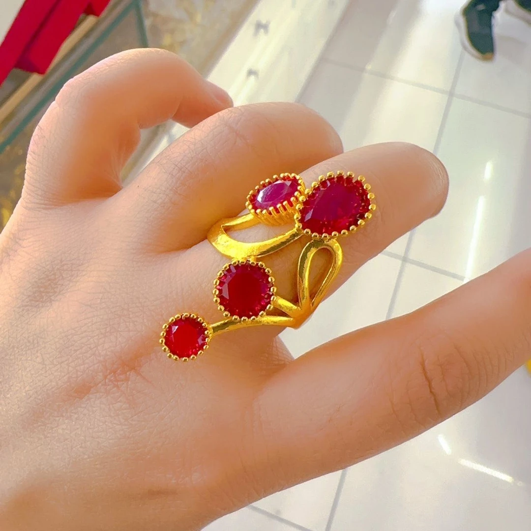 铜合金戒指 金色民族风女植物花卉中国风气质戒指 送盒子时尚