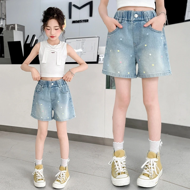 女童夏天短裤洋气儿童宽松热裤夏季2025新款中大童休闲牛仔三分裤