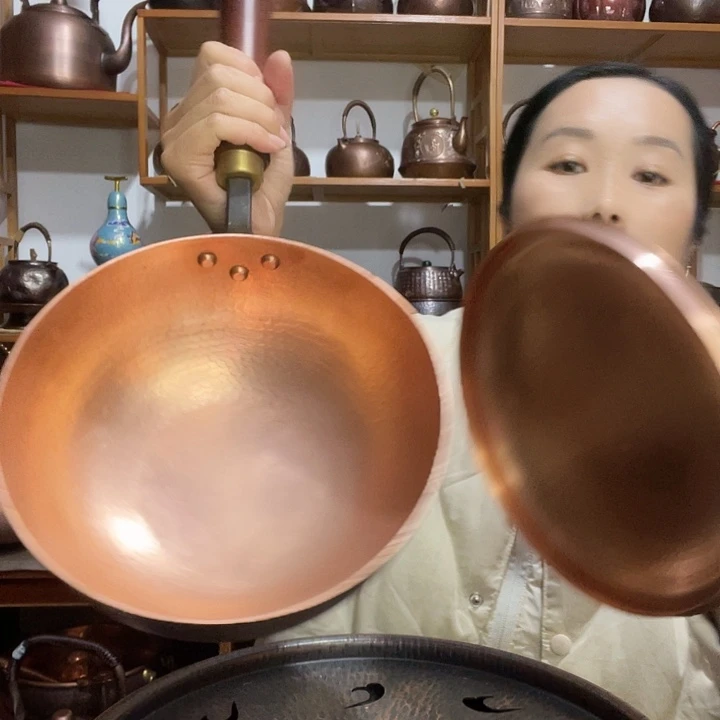 春***水贵金属紫铜纯铜22厘米铜锅