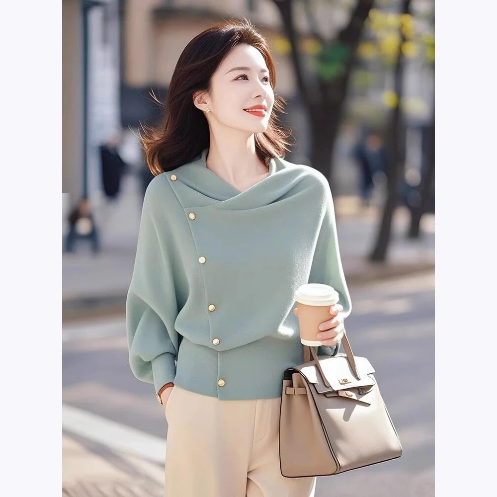 YY#小众不撞款韩系针织衫女士春季设计感洋气独特别致DY12428