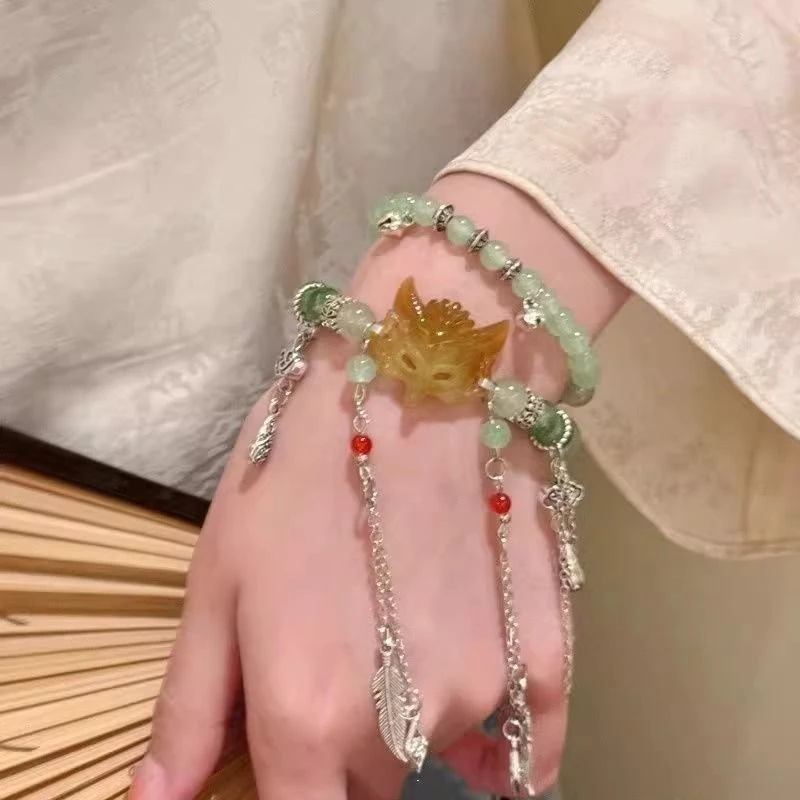 灵狐面具手链女款新中式长款双圈手串2025新款精致小众高级感手饰