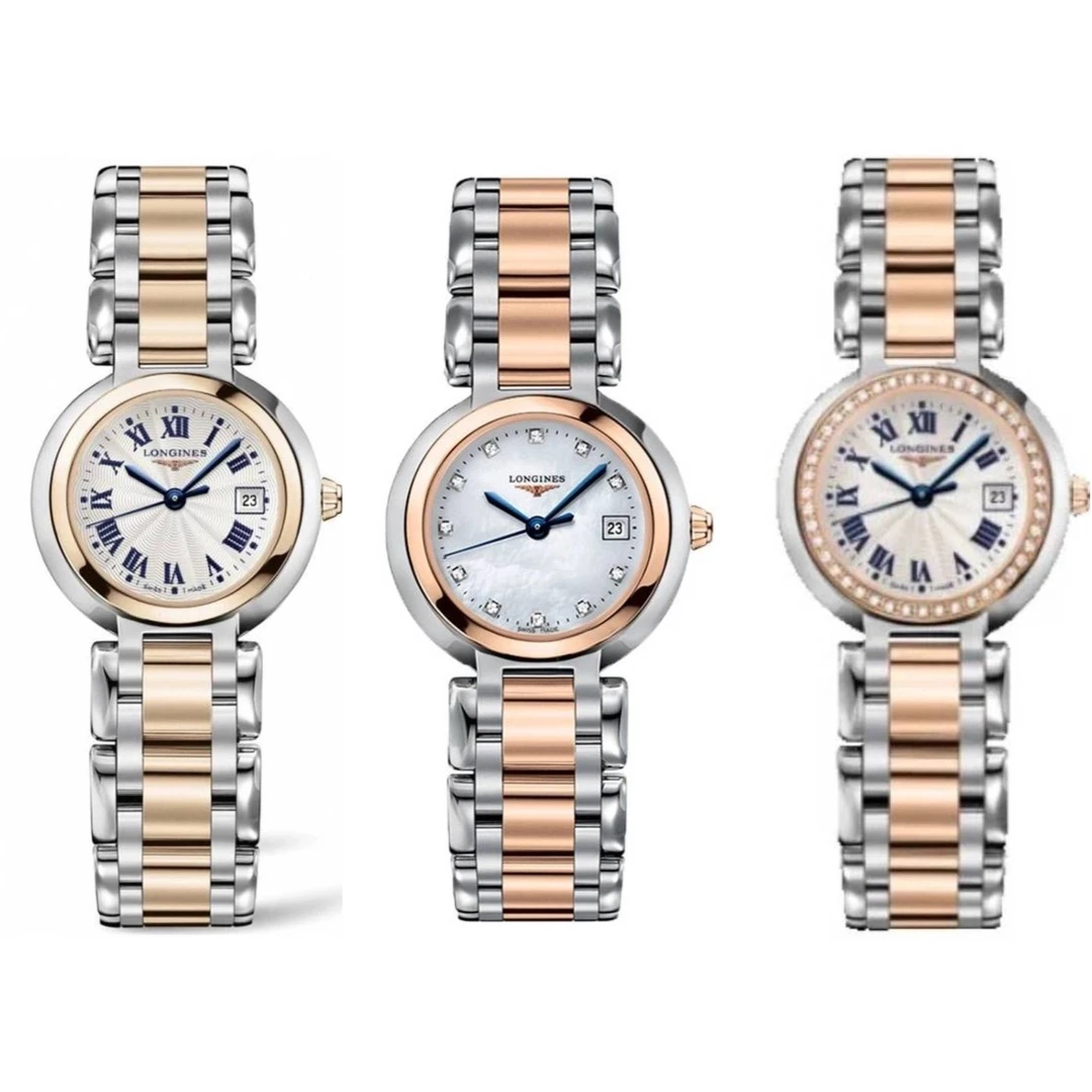 99新 Longines/浪琴 心月110/石英/玫瑰金钻/表径26.5mm/女士腕表