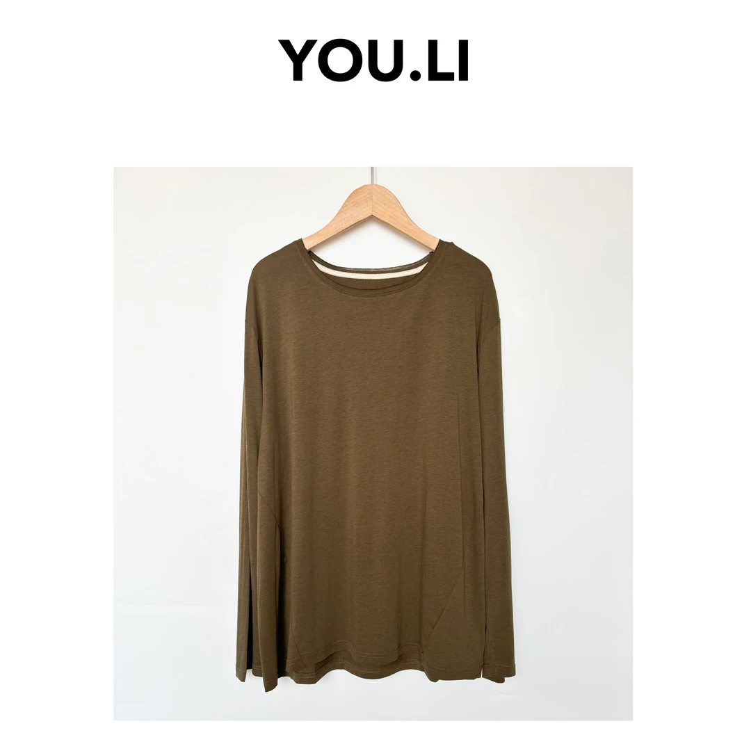 细腻丝滑 ▏ROW风莱赛尔棉拼接毛边松弛感长袖T恤