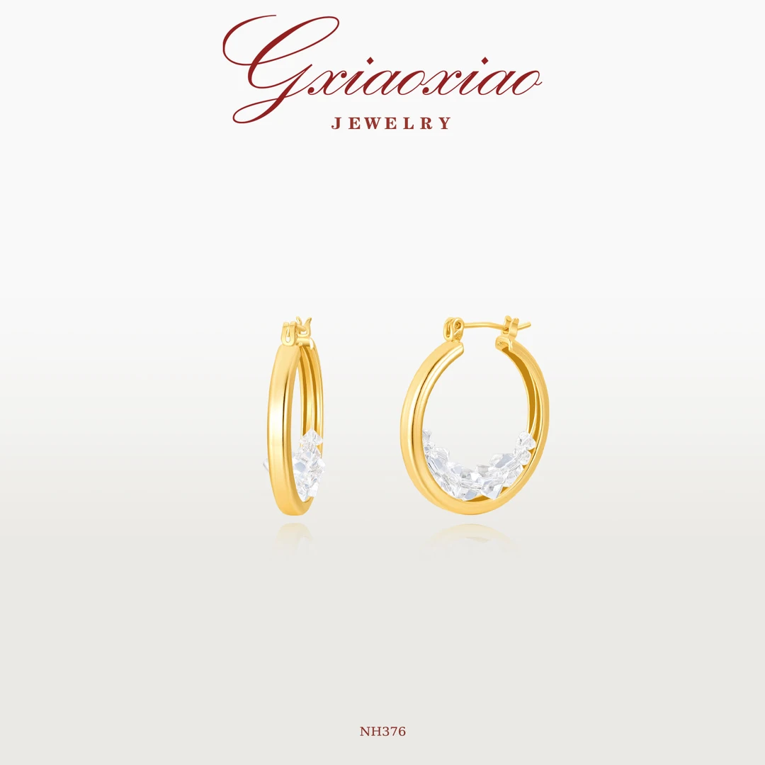 G XIAOXIAO 小众高级气质百搭几何圈圈耳环 NH376