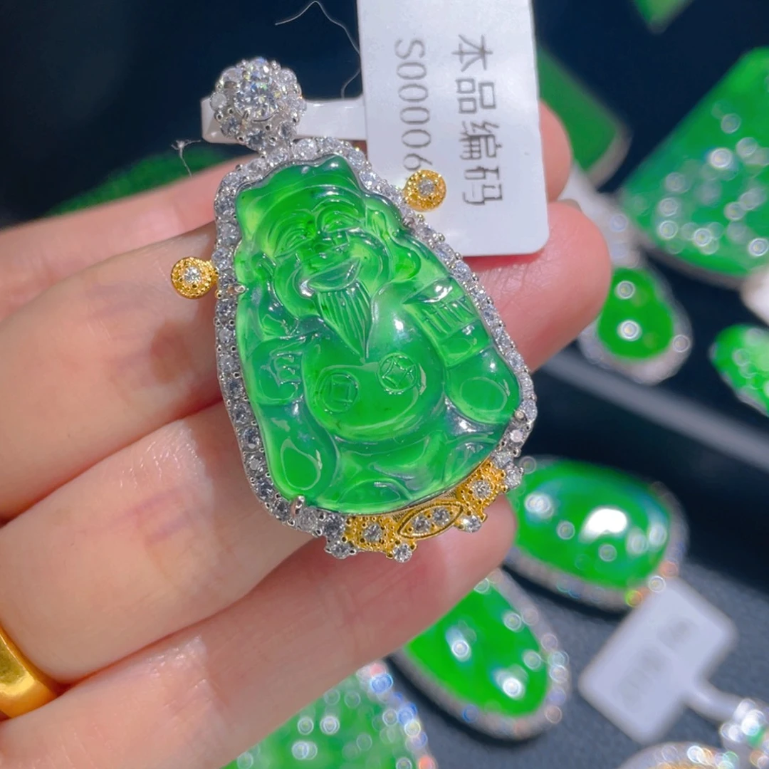 翡翠吊坠(不含链)银S925镶嵌