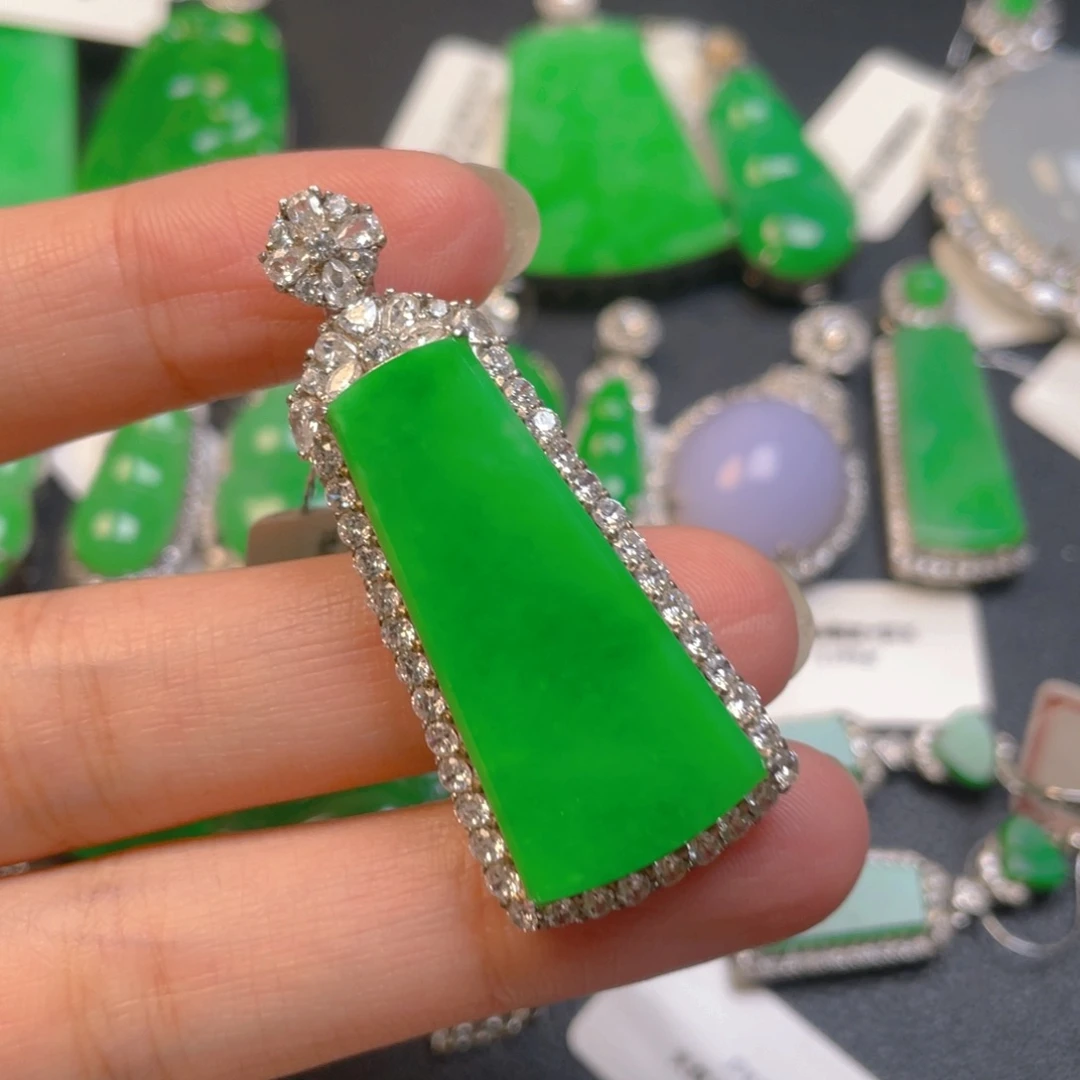 翡翠银S925镶嵌吊坠(不含链)