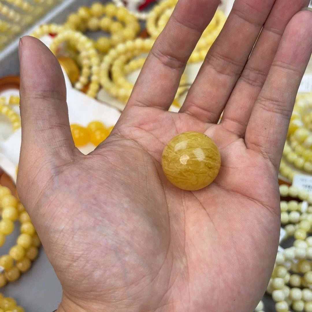 王***海蜜蜡未镶嵌手链卡 26mm 圆珠