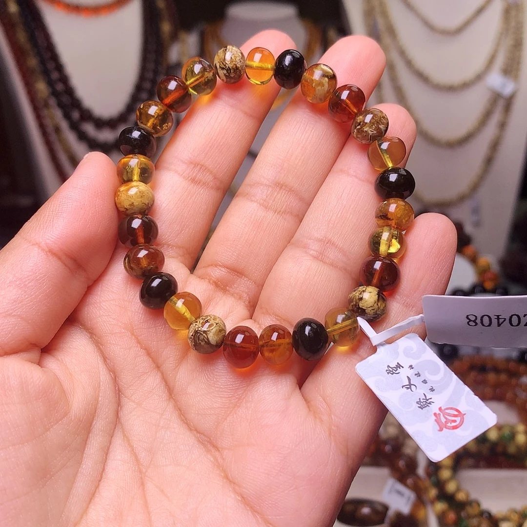 琥珀未镶嵌裸石多宝8-843