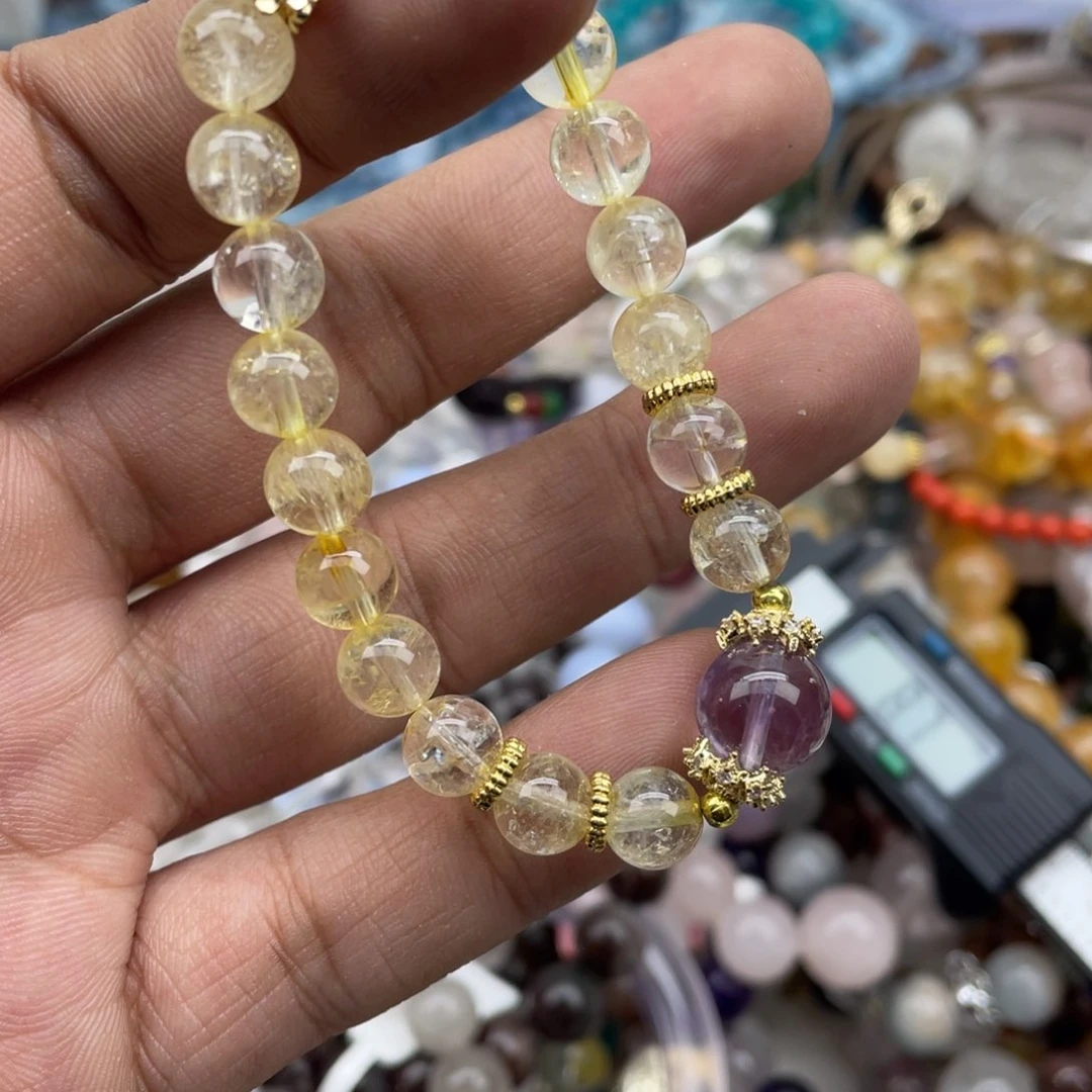 银S925镶嵌手链烟晶