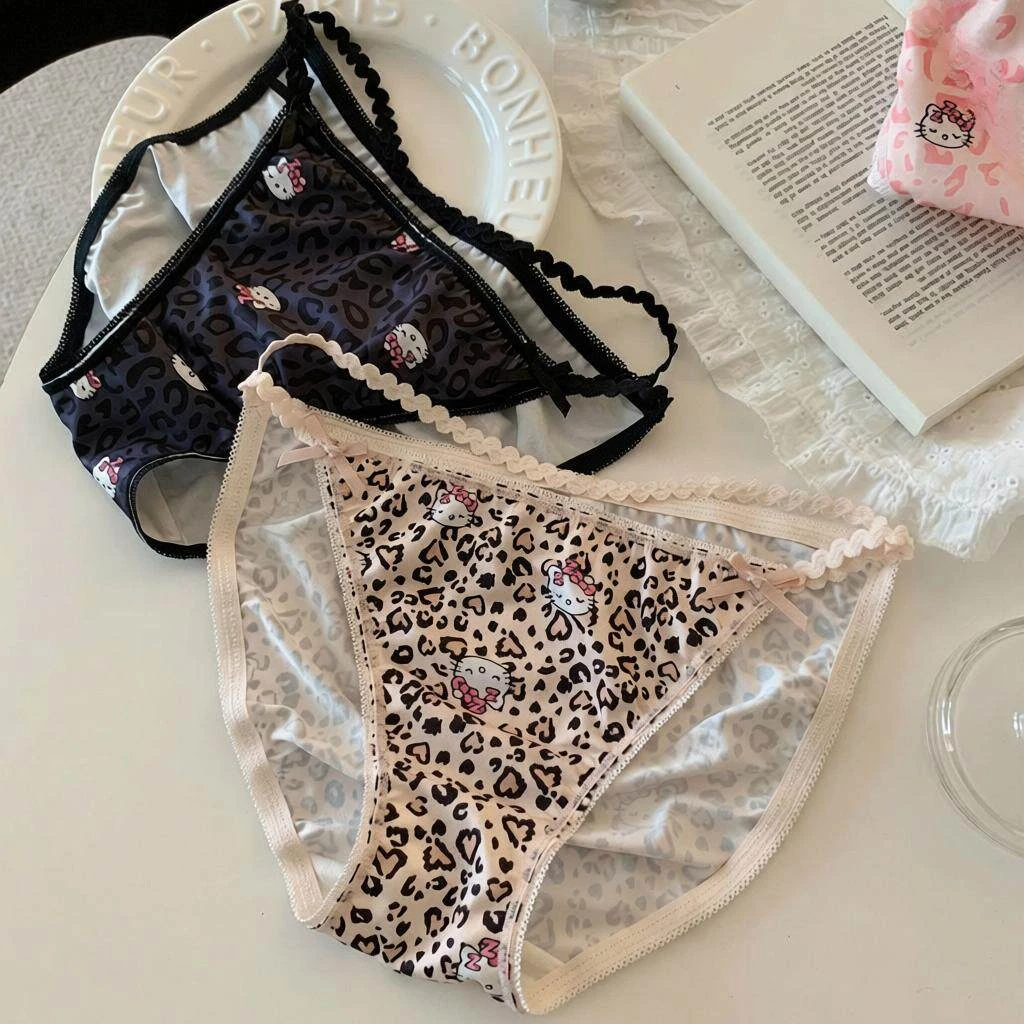 奶味小猫 纯欲甜美印花冰丝内裤女包臀洛丽塔底裤三角内裤女