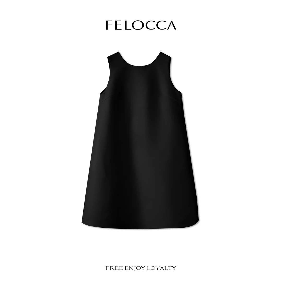 【FELOCCA】 时尚气质深V露背蝴蝶结背心裙无袖连衣裙 25SLQ108