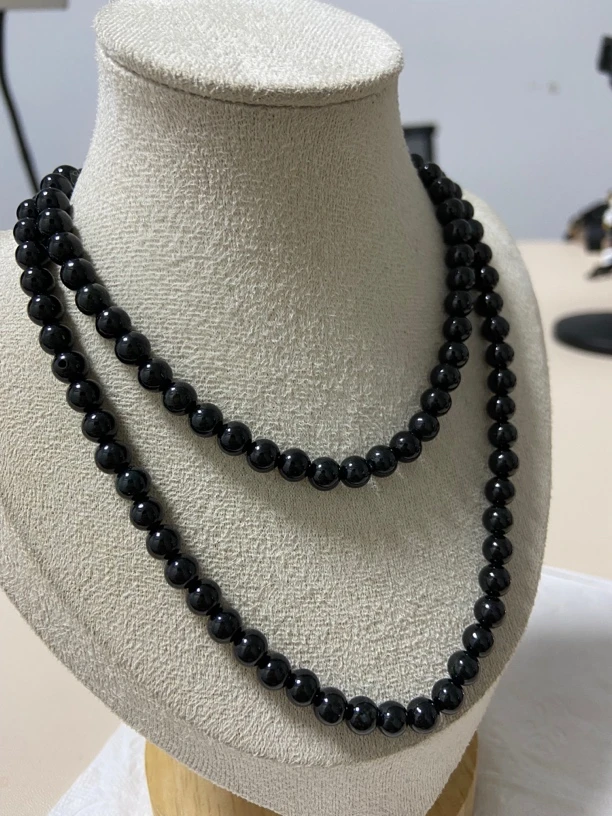 天然翡翠A货墨翠项链