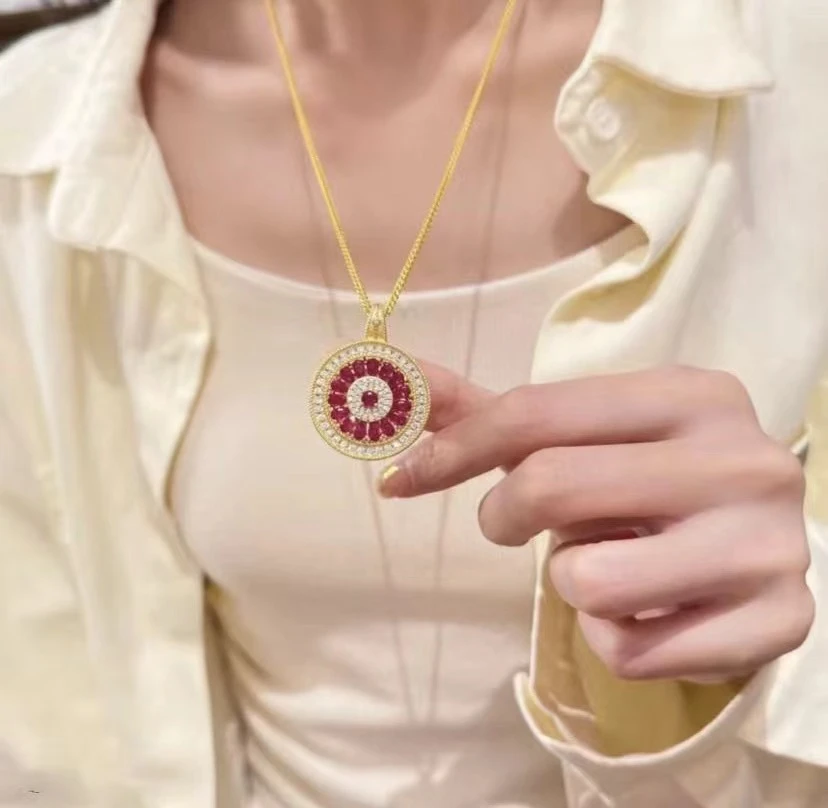 DIY饰品配件镀金滴油点钻珐琅彩吊坠高保中式喜庆色创意配饰手链