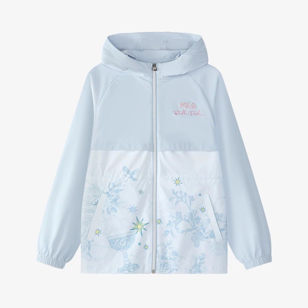 Fila/斐乐儿童春季新款女童宽松梭织连帽上衣K12G512701F