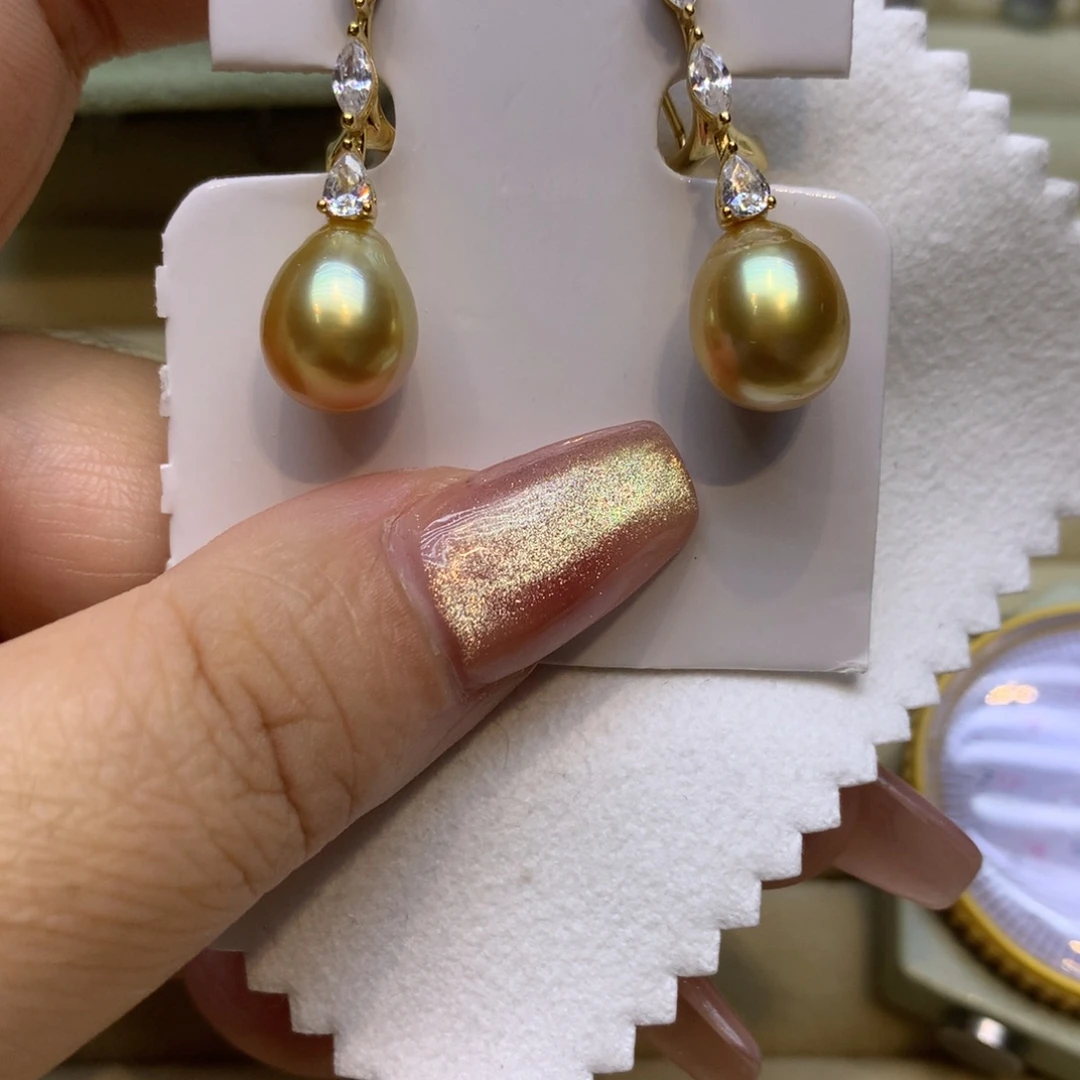 银S925镶嵌耳饰海水珍珠