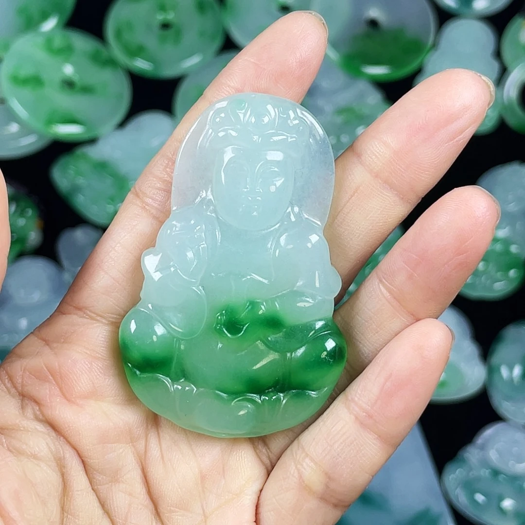 城***人翡翠未镶嵌颈饰吊坠