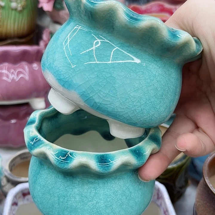 多肉绿植陶瓷花盆9.9包邮，有孔