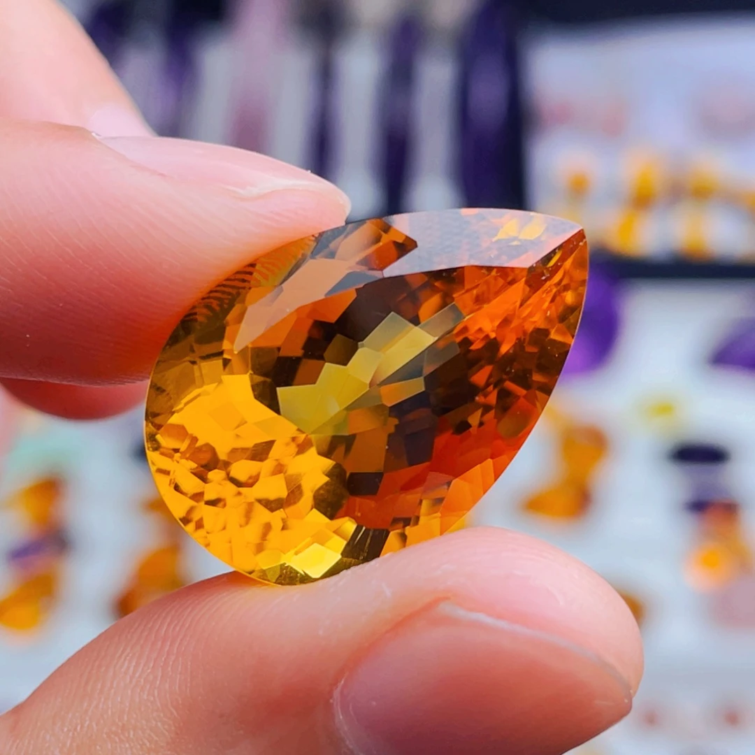 黄晶珠宝半成品未镶嵌天然保真