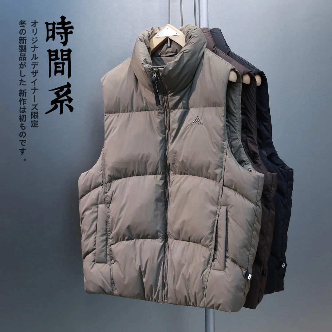 【时间系】男士加厚立领羽绒马甲白鸭绒无袖羽绒服背心冬季外套
