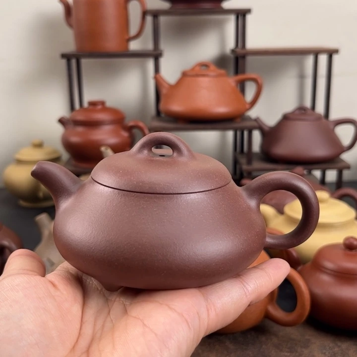江***渔茶壶紫砂手工矮石瓢