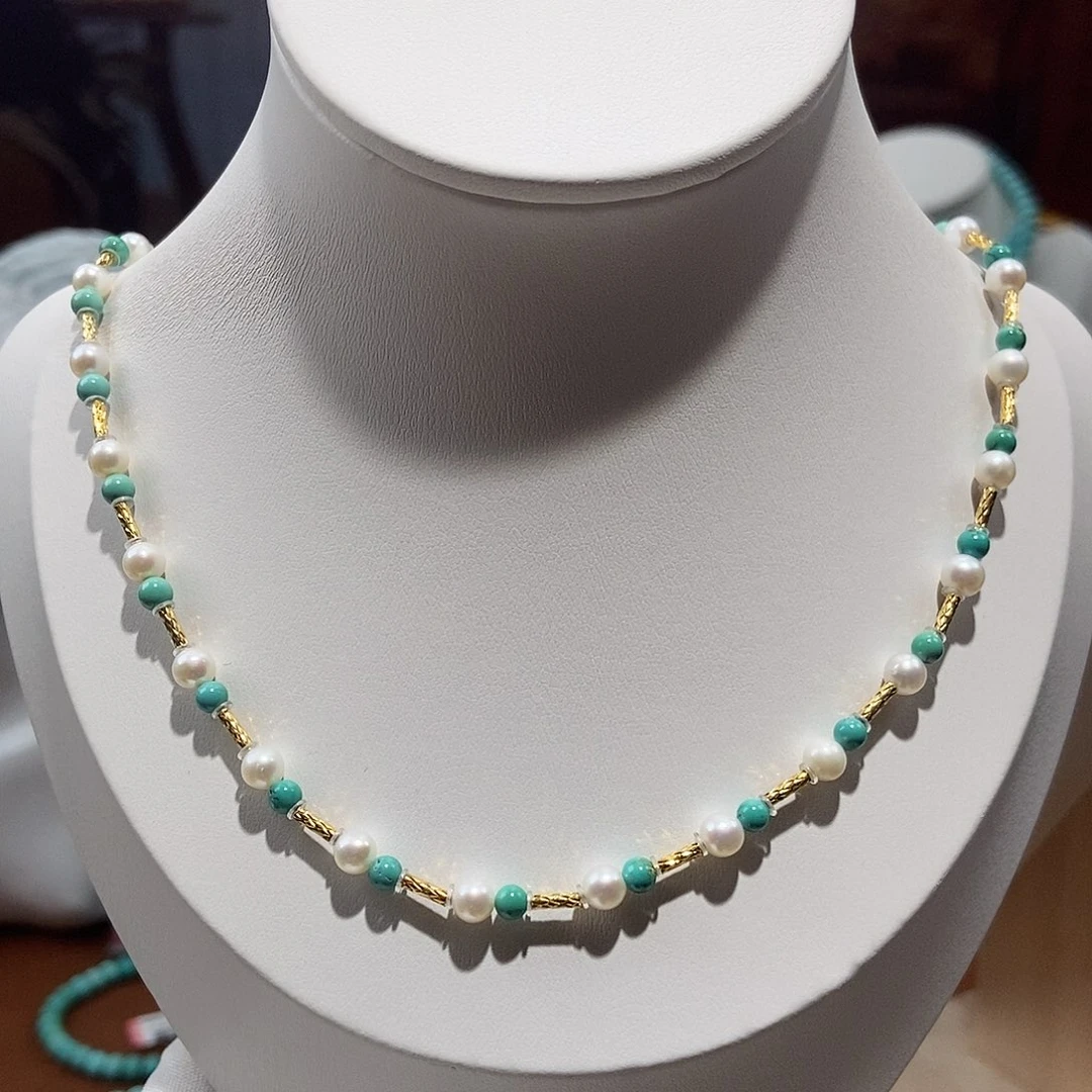 绿松石未镶嵌颈链卡3+