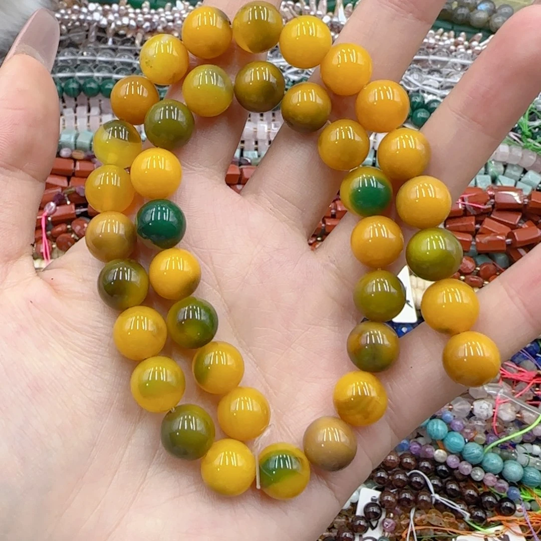 玛瑙/玉髓未镶嵌珠宝半成品黄绿玛瑙一条卡十特价