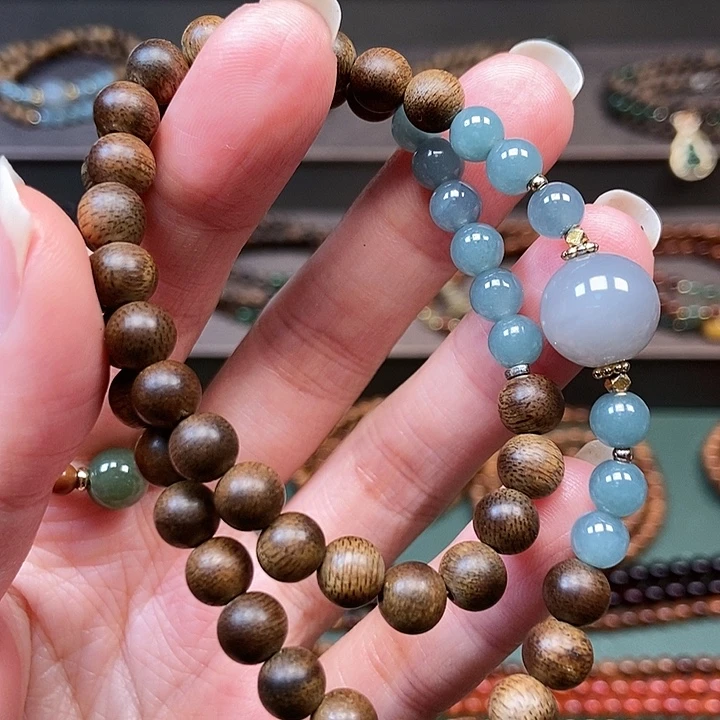 手串沉香银S925镶嵌