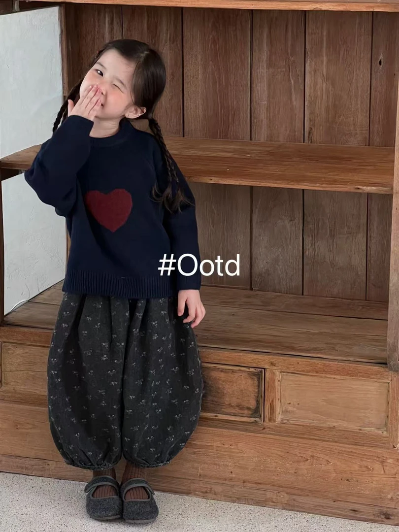 OOTD-829-儿童女童洋气碎花弯刀灯笼裤（秋款）