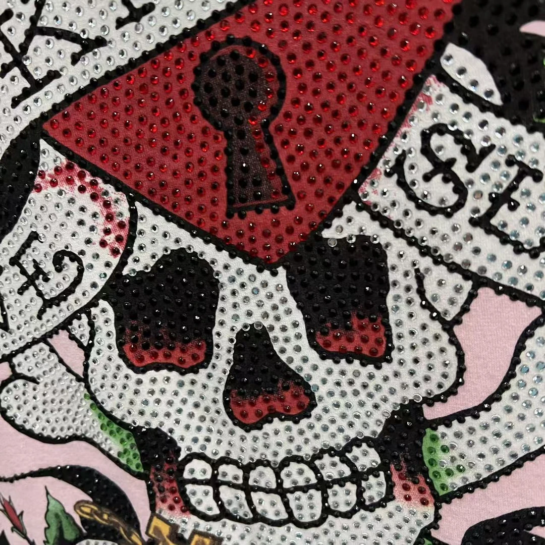 EH L-31 潮牌女款烫钻印花休闲圆领短袖T恤 YM208