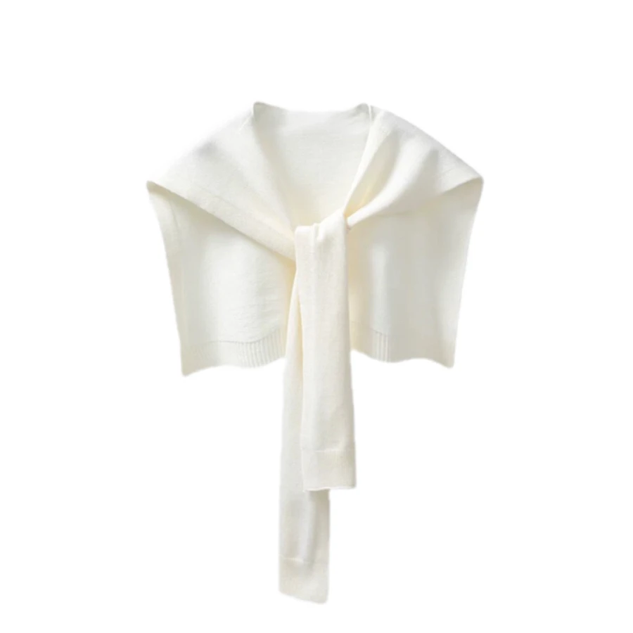 唐碧遥专属针织衫白色披肩女春季新款外搭开衫飘带小坎肩短款上衣