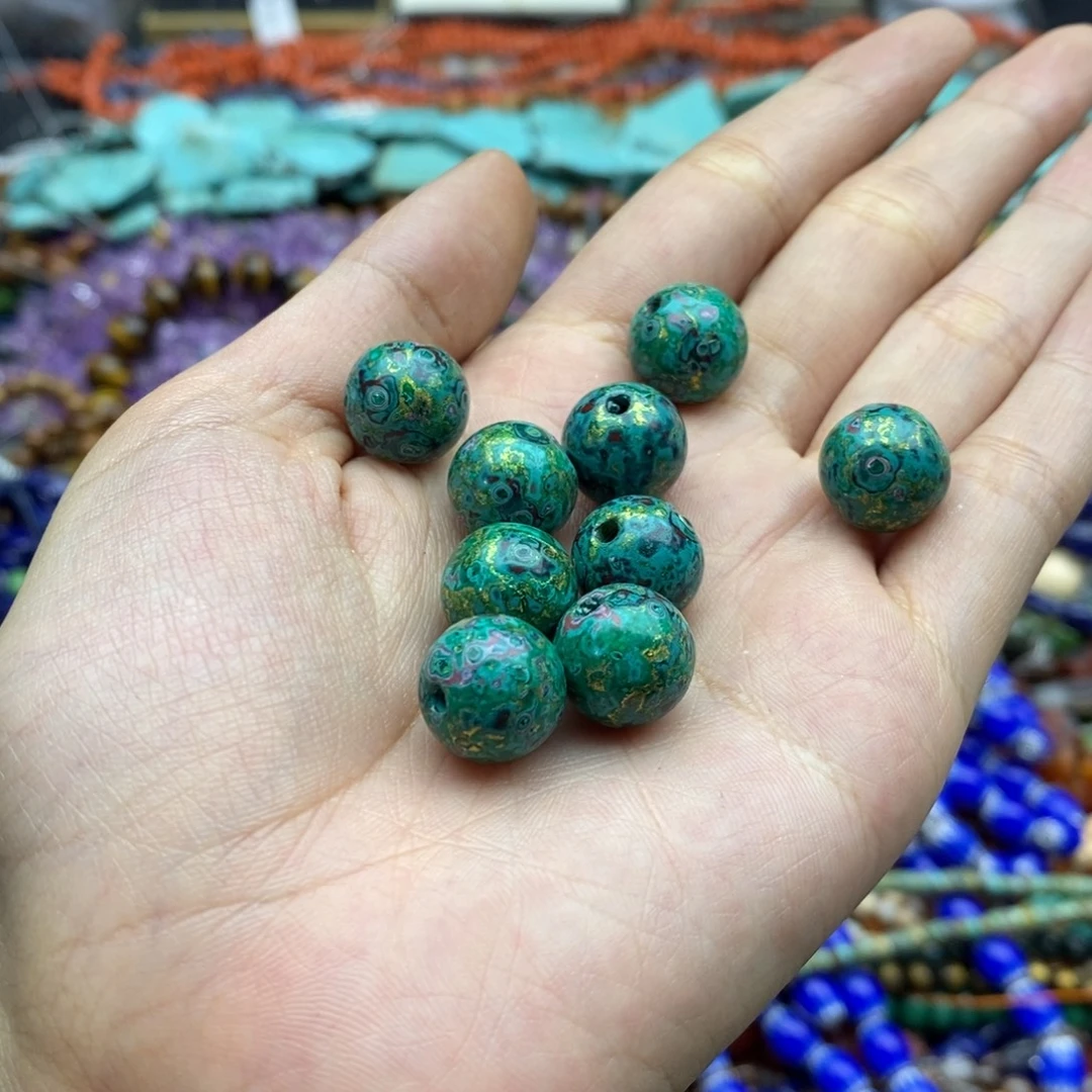 未镶嵌玛瑙/玉髓珠宝半成品两个装大漆珠绿色12mm