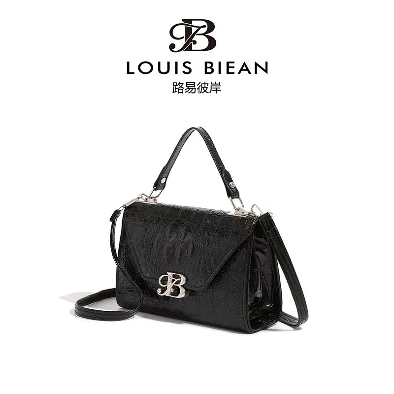 路易彼岸新品单肩斜挎手提包欧美甜美潮8079黑色