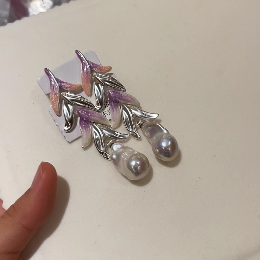 合金淡水珍珠耳饰
