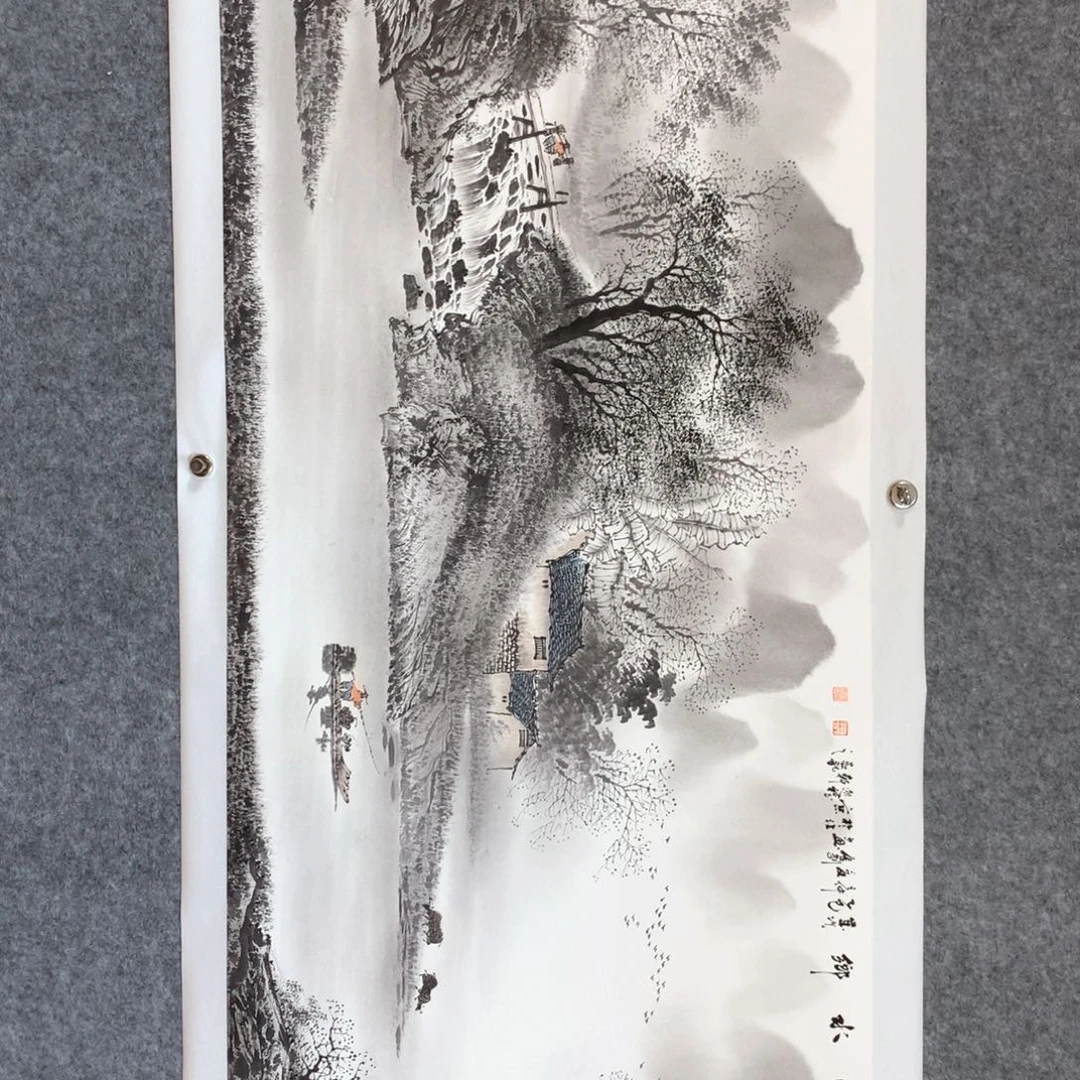 廖***人国画山水作品写意