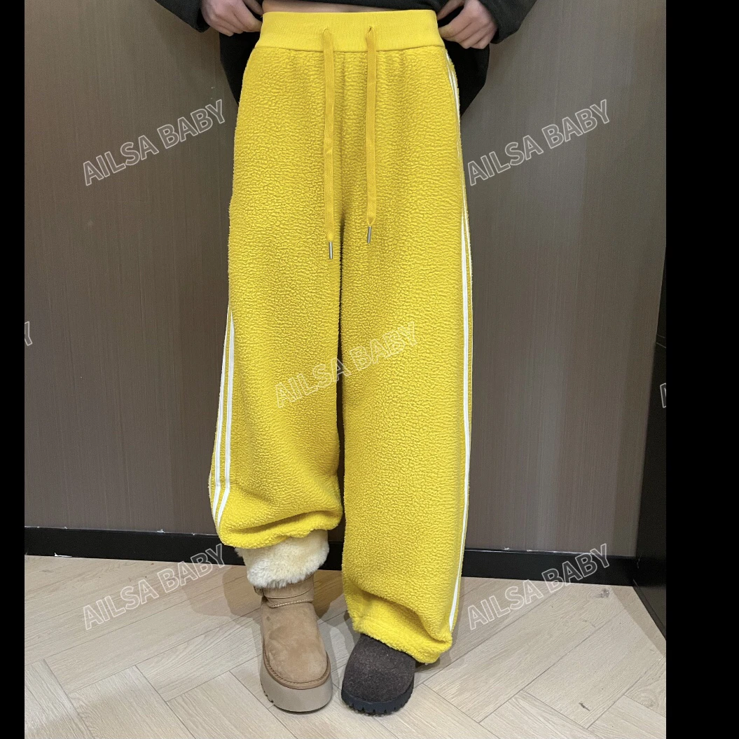 【AILSA BABY】欧货摇粒绒松紧腰裤脚可抽绳弯刀裤/120422A