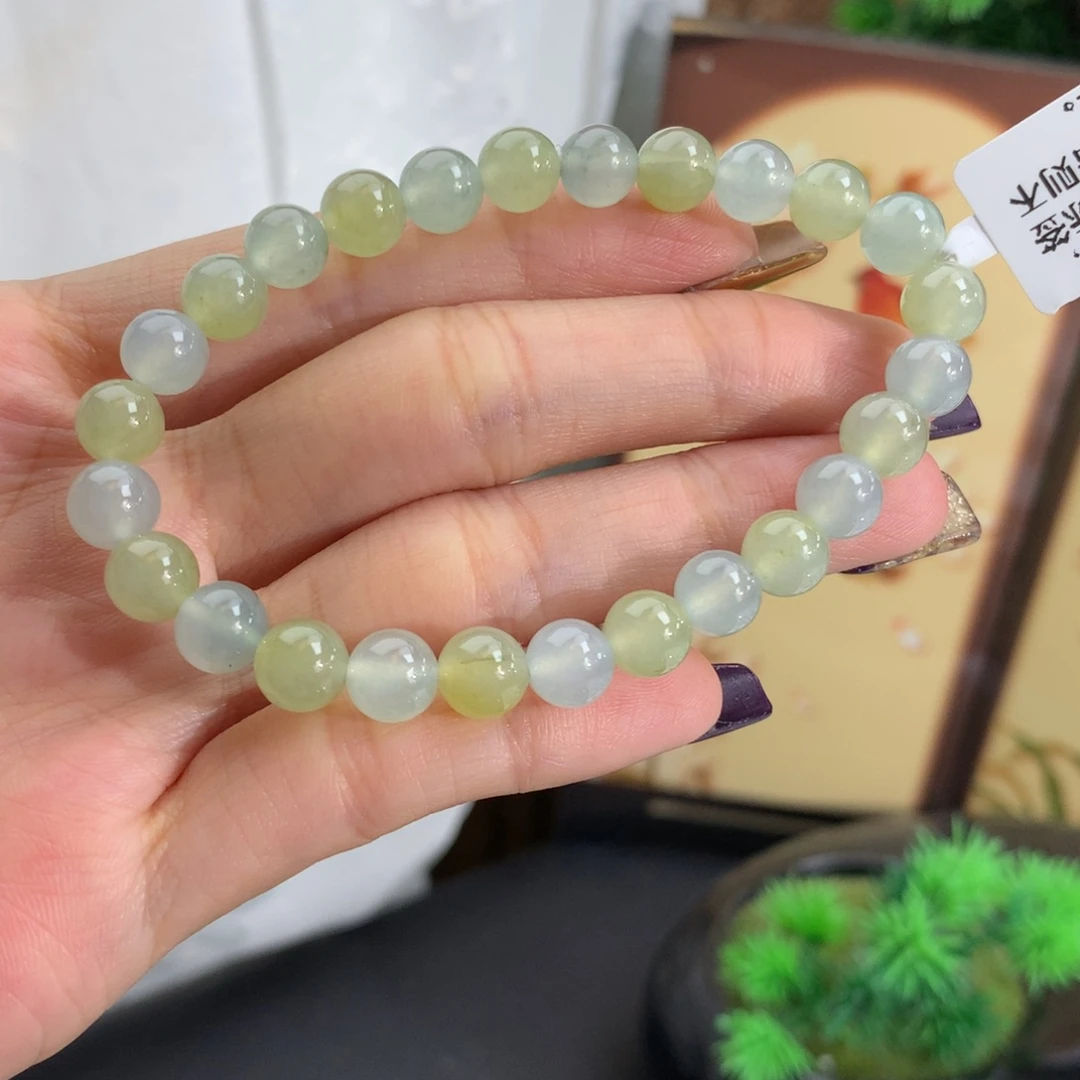 翡翠未镶嵌手串卡7冰胶双彩手串